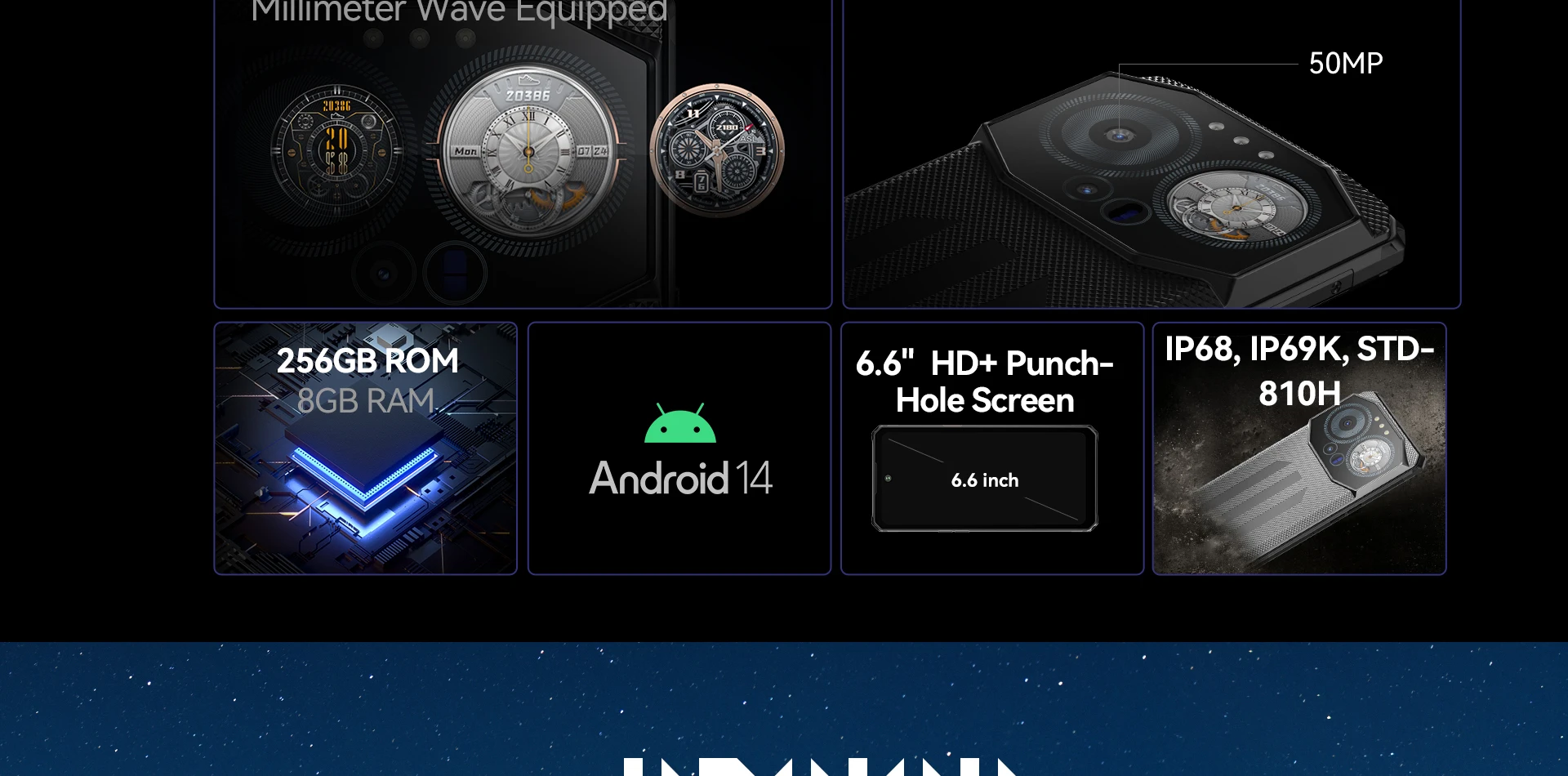 IIIF150 B3C Rugged 16GB 256GB Smartphone Dual Display 50MP Camera 10800mAh Android 14 Ultra-Thin Rugged Phone Global Version
