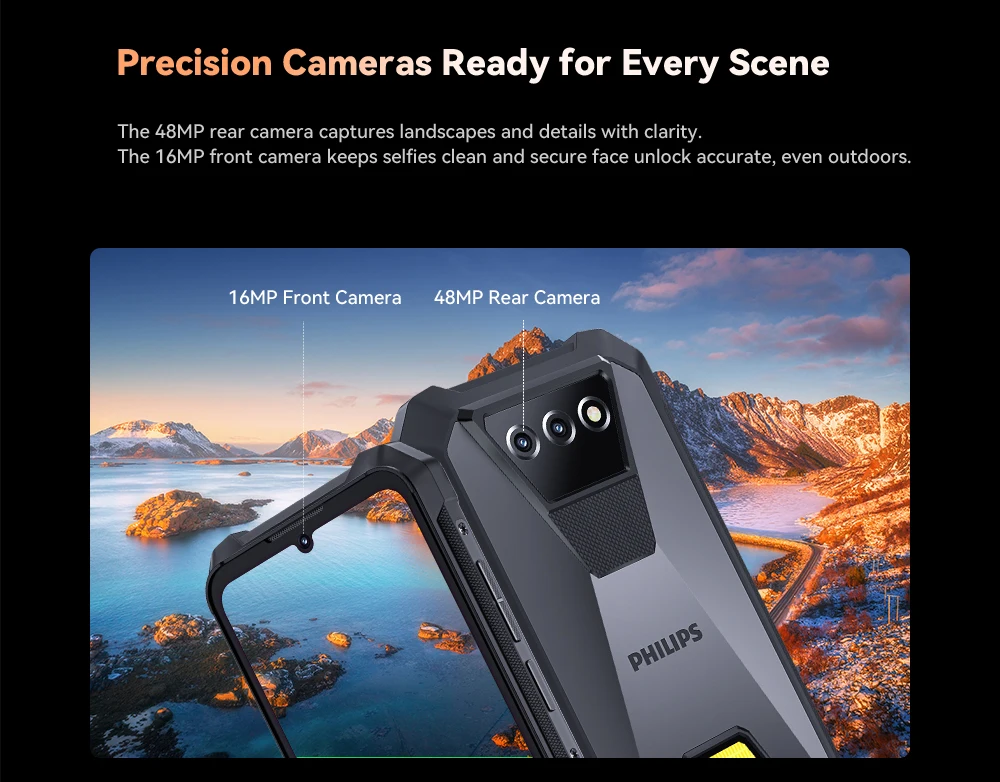 PHILIPS S8325 Rugged Smartphone Dual Sim 12(6+6)GB 256GB 6.745" 48MP NFC 10200mAh Android 16 Camping Lamp Waterproof Global