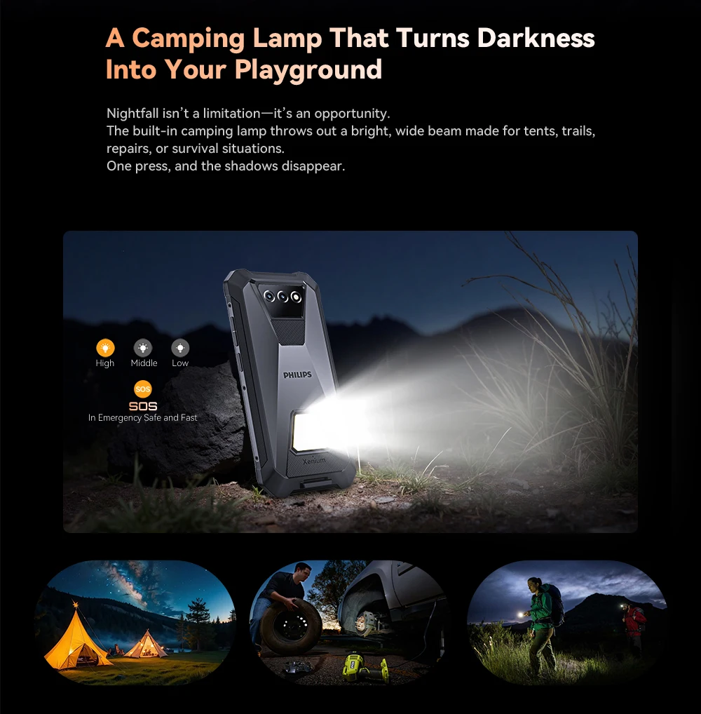 PHILIPS S8325 Rugged Smartphone Dual Sim 12(6+6)GB 256GB 6.745" 48MP NFC 10200mAh Android 16 Camping Lamp Waterproof Global