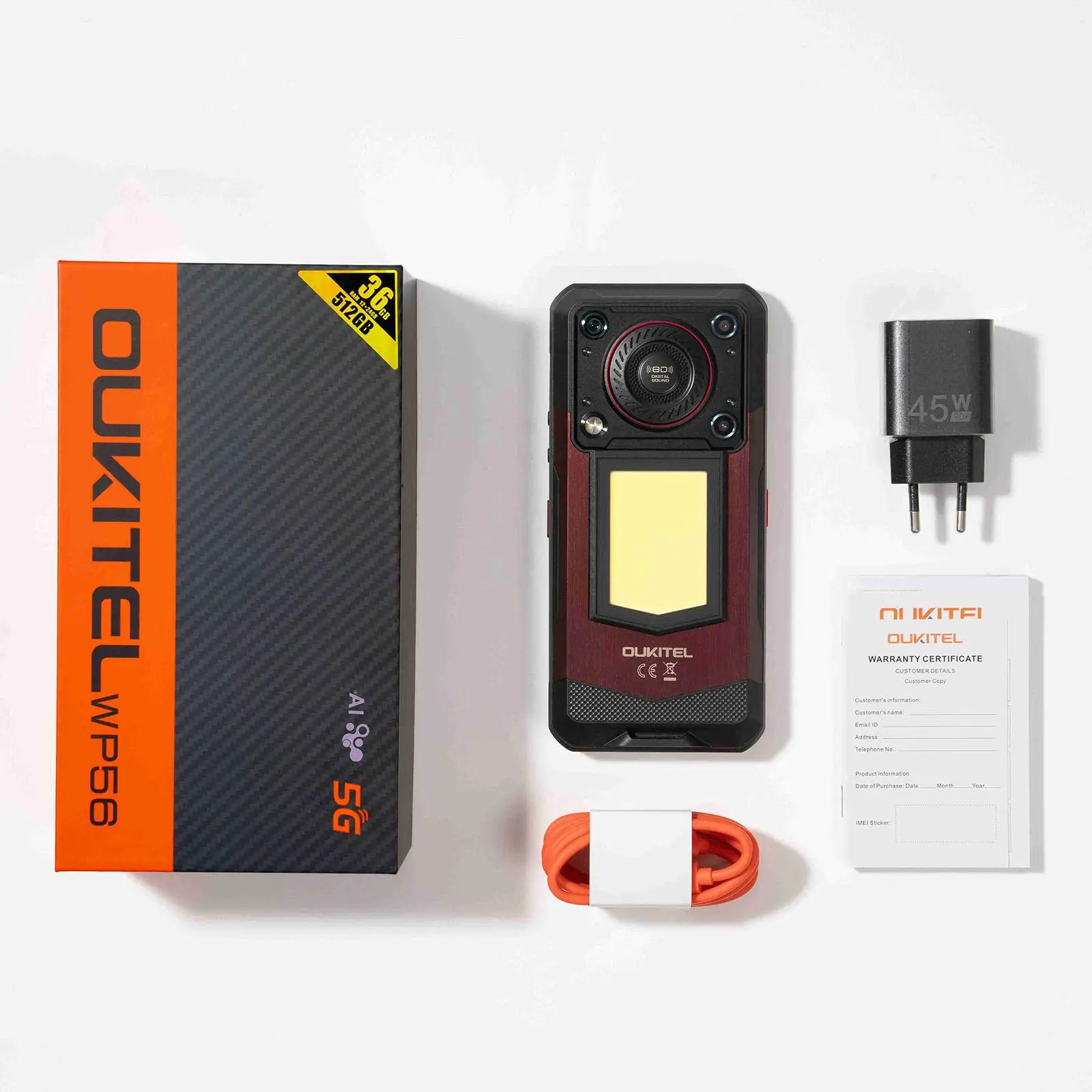 OUKITEL WP56 Rugged Phone 12GB+512GB 6.8“FHD 120Hz 16000mAh 45W 108MP Camera Android 15 Dimensity 7050 NFC 5G Smartphone