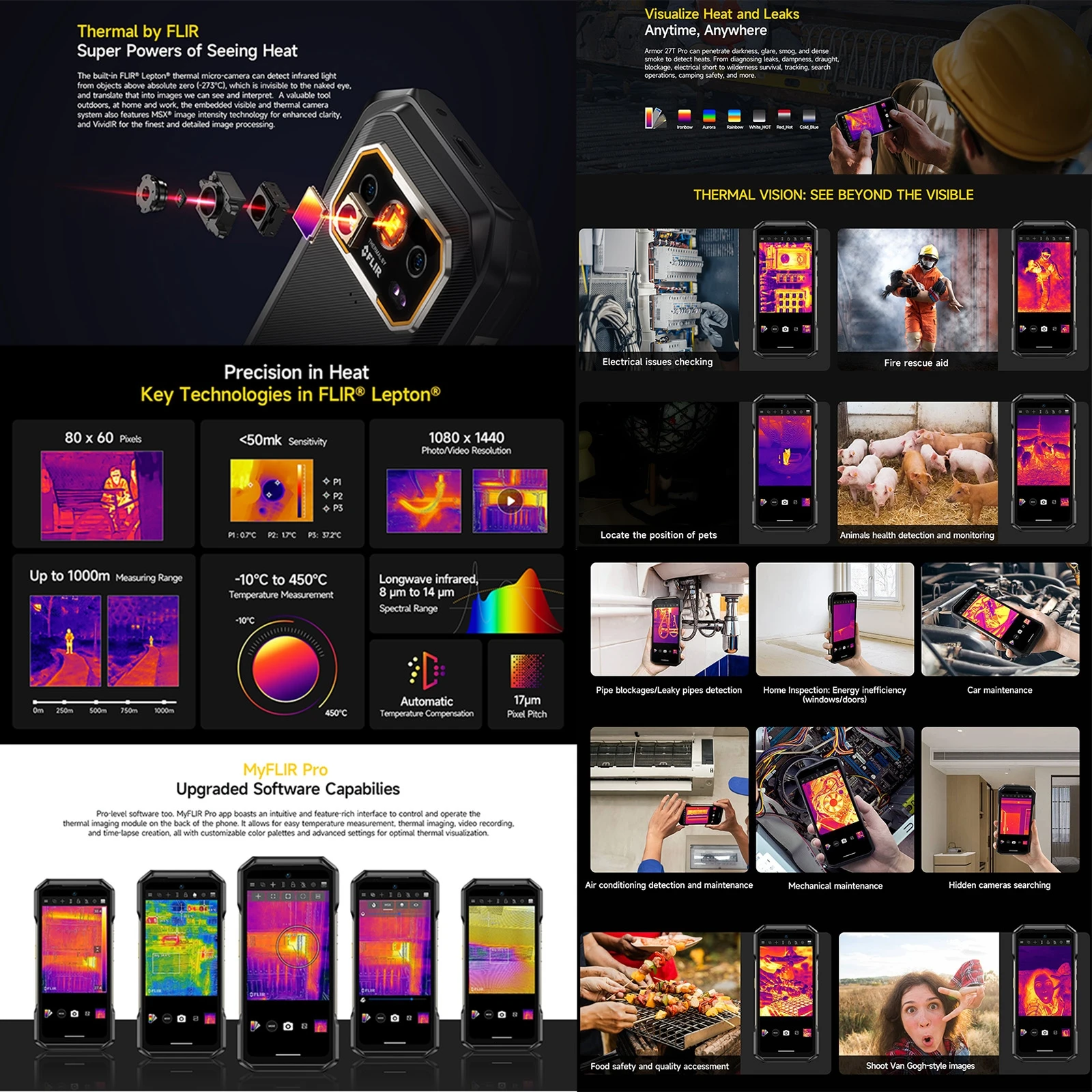 Ulefone Armor 27T Pro + Rugged Phone 12GB+256GB 6.78'' Dimensity 6300 Thermal Imaging Night Vision 10600mAh 5G NFC Smartphone