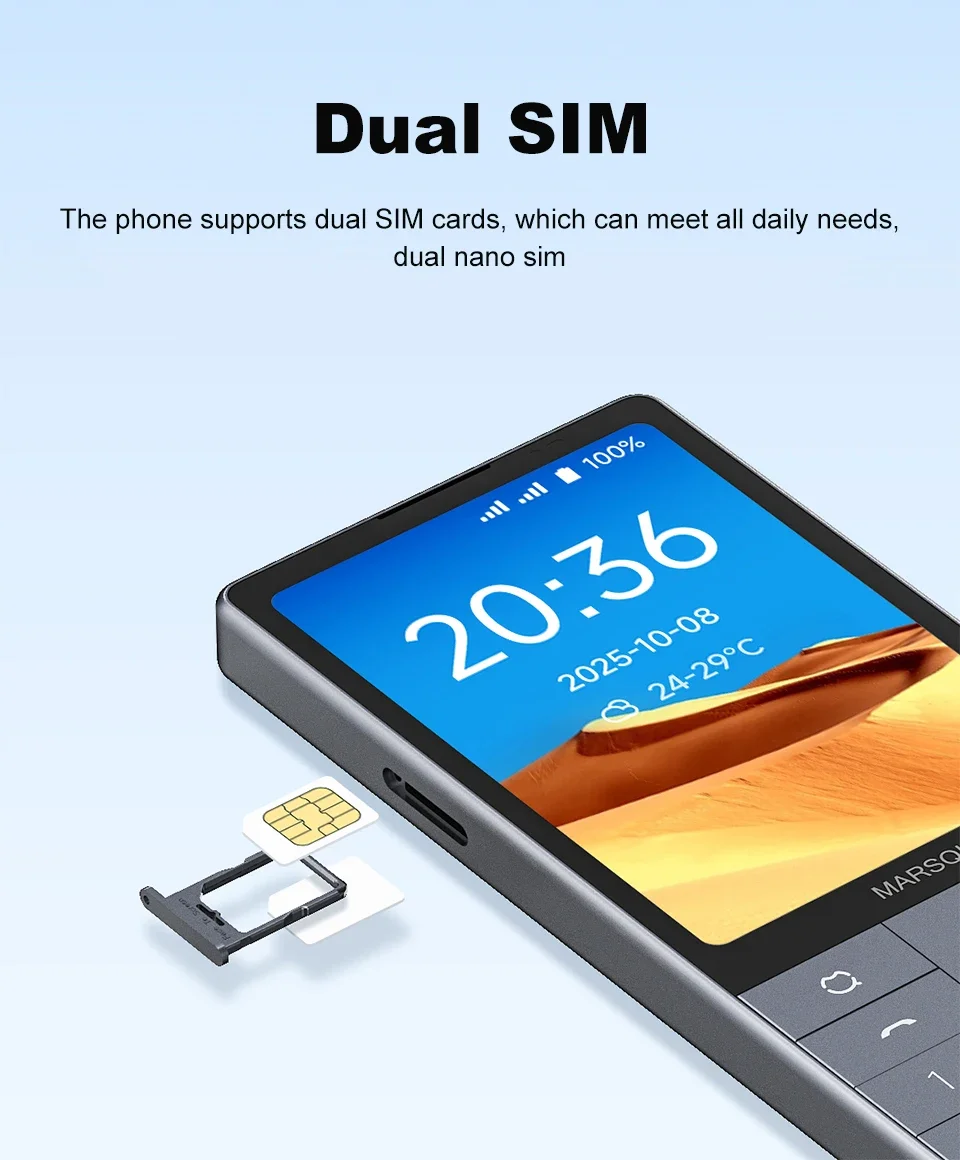 QIN F25 Google Play 3.54 Inch 6GB RAM+128GB ROM Mobile Phone 2700mAh Russian Hebrew Arabic Keyboard 4G LTE Smartphone Android 14