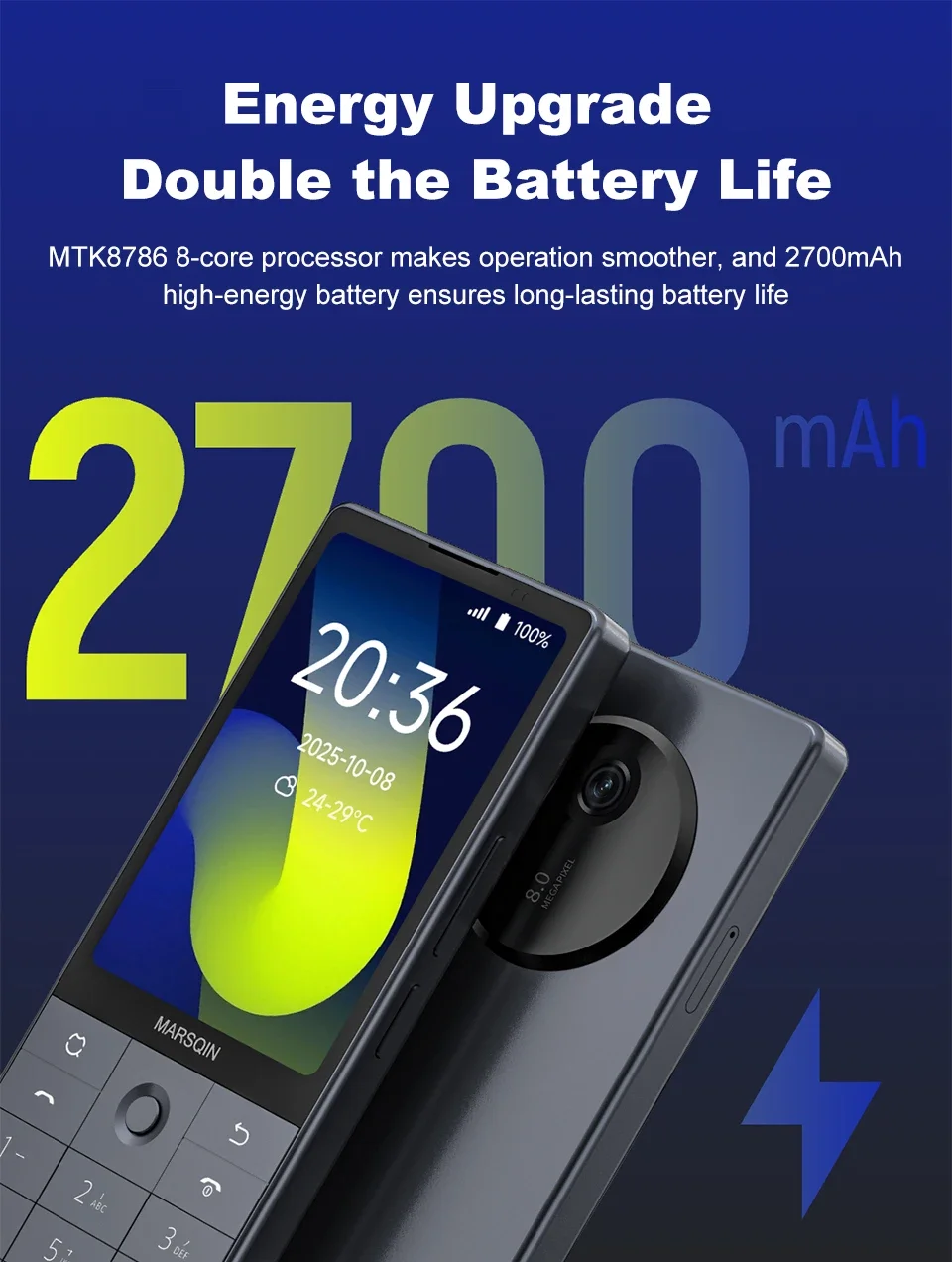 QIN F25 Google Play 3.54 Inch 6GB RAM+128GB ROM Mobile Phone 2700mAh Russian Hebrew Arabic Keyboard 4G LTE Smartphone Android 14