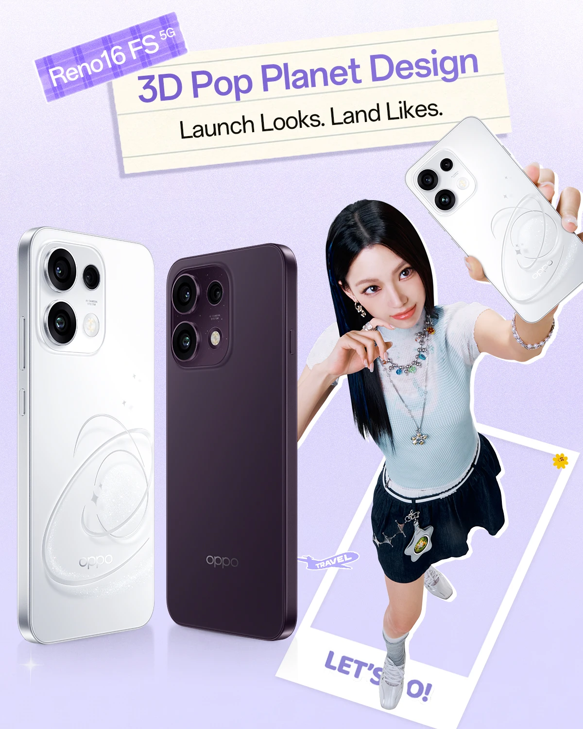 OPPO Reno16 FS 5G Unlocked Smartphone, 8+512GB, 50MP Ultra Wide Angle Selfie Camera, 4K Video with Auto Address, 6.57" 120Hz Display, IP69K, (excludes Charger)