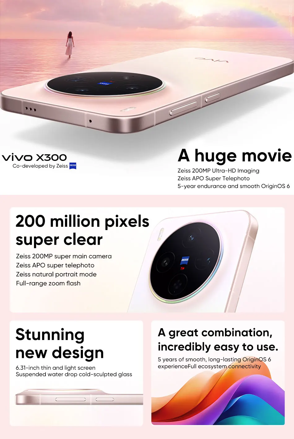 Vivo X300 5G Smartphones MediaTek Dimensity 9500 6.31' 120Hz 200MP OIS 6040mAh 90W SuperCharge Support NFC OTA