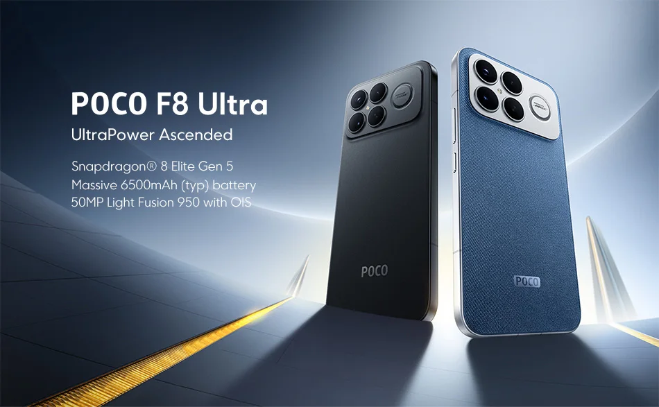 【World Premiere】POCO F8 Ultra Smartphone Snapdragon 8 Elite Gen 5 6500mAh 6.9"120Hz POCO Hyper RGB AMOLED display Supports NFC