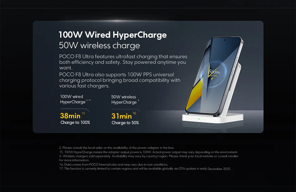 【World Premiere】POCO F8 Ultra Smartphone Snapdragon 8 Elite Gen 5 6500mAh 6.9"120Hz POCO Hyper RGB AMOLED display Supports NFC