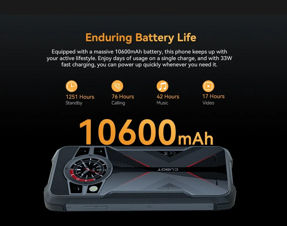 [Shipping From Poland] Cubot KingKong 9 24GB(12+12)+256GB Rugged Smartphone 10600mAh(33W) 6.58"FHD+, 100MP+24MP Night Vision, Shockproof/Waterproof