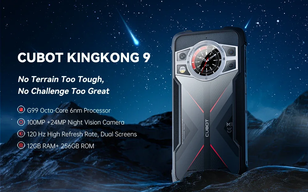 [Shipping From Poland] Cubot KingKong 9 24GB(12+12)+256GB Rugged Smartphone 10600mAh(33W) 6.58"FHD+, 100MP+24MP Night Vision, Shockproof/Waterproof