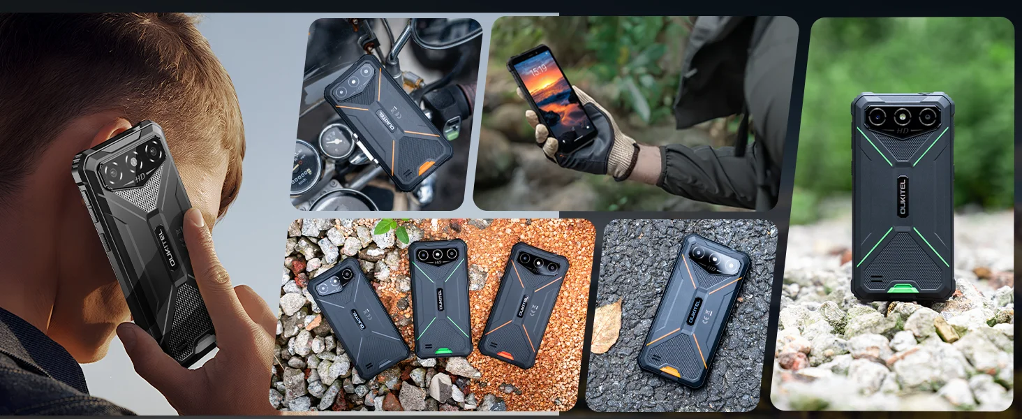 OUKITEL G3 Rugged Smartphone Unlocked -16GB+64GB/1TB TF 6” HD Display IP68/IP69K Rugged Android Phone,6300mAh Large Battery, 13MP Main Camera + 5MP Front Camera, Face ID, Dual SIM, 3.5mm Headphone Jack, Outdoor Industrial Unlocked Mobile Phone