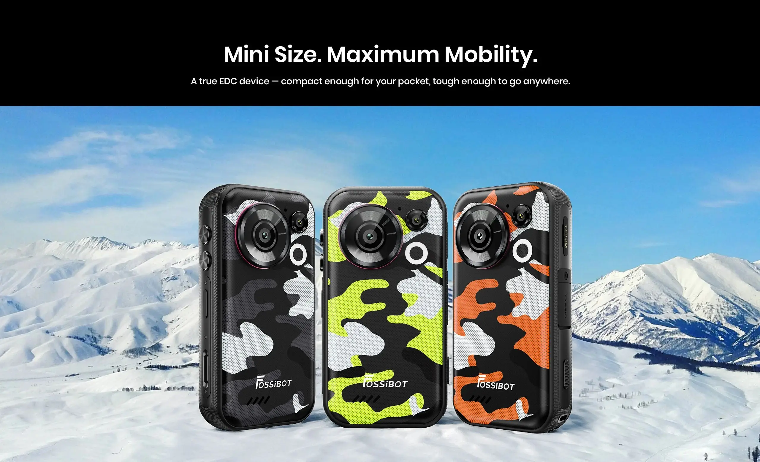 Fossibot F116 pro 5G Rugged 12GB RAM 256GB Storage 152.6° Wide-Angle Mini Camera 4-inch 3700mAh Battery Dimensity 7300 Android16
