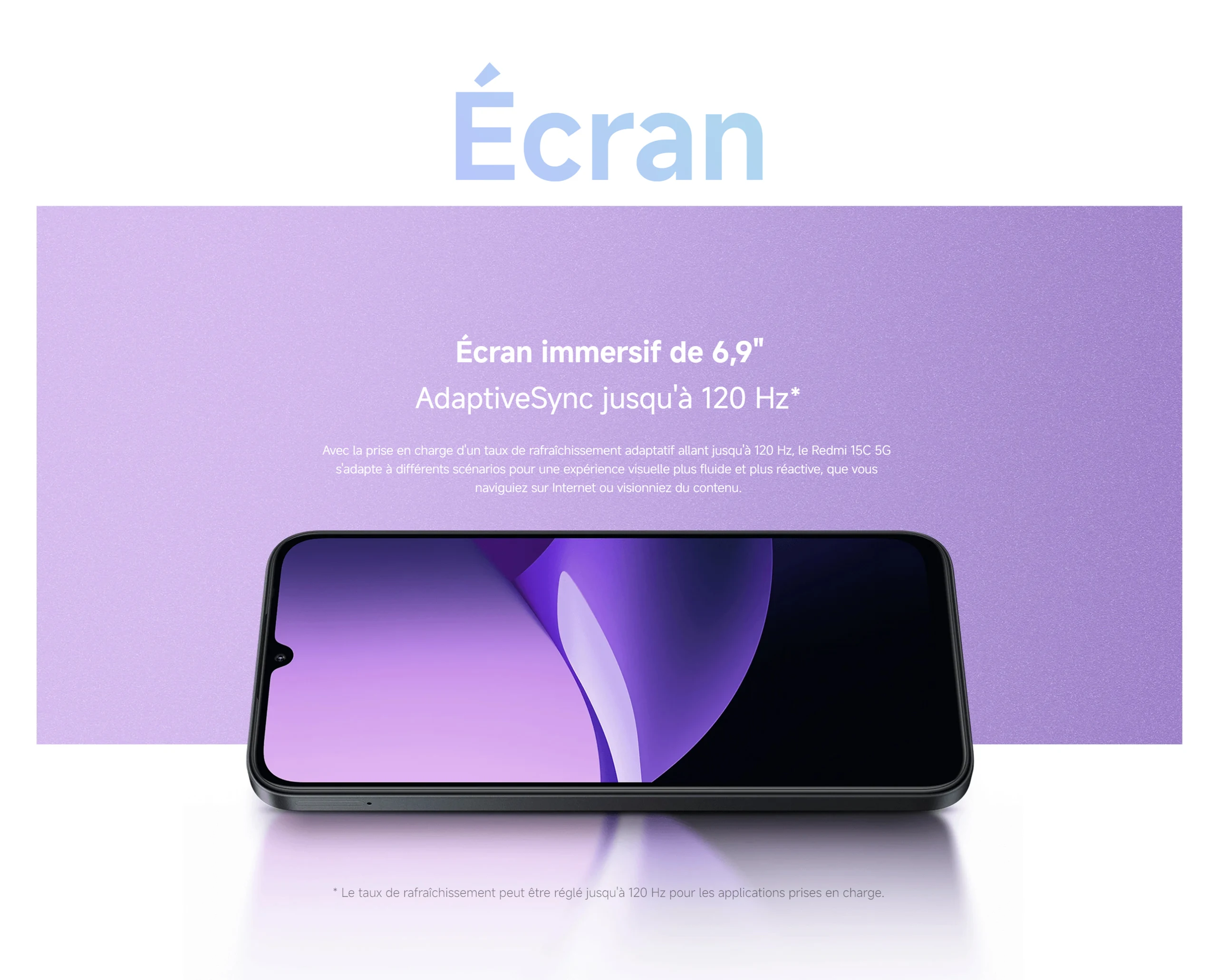 Xiaomi France | REDMI 15C 5G, 6 000 mAh long battery life, immersive screen 6,9", MediaTek Dimensity 6300 with 5G