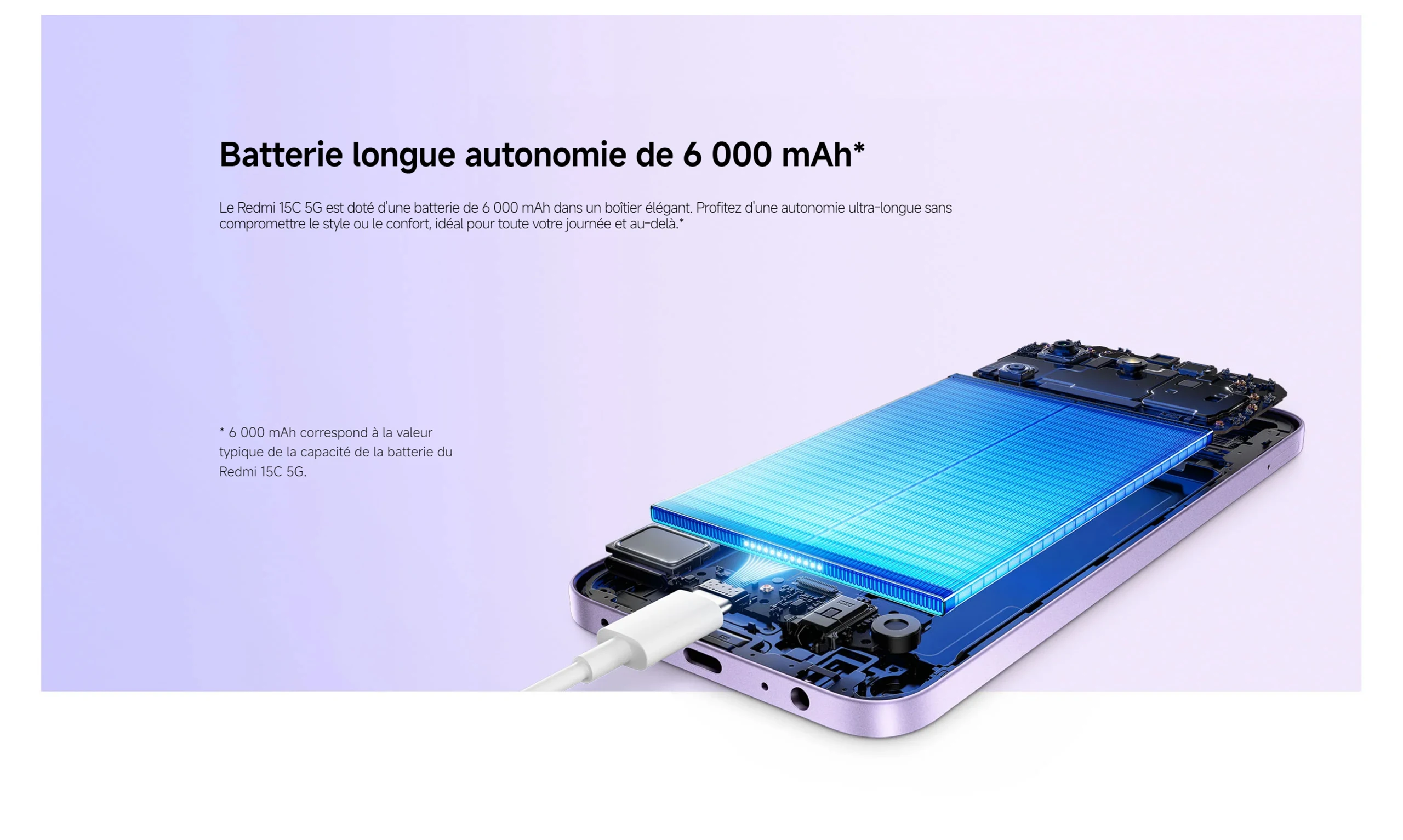 Xiaomi France | REDMI 15C 5G, 6 000 mAh long battery life, immersive screen 6,9", MediaTek Dimensity 6300 with 5G