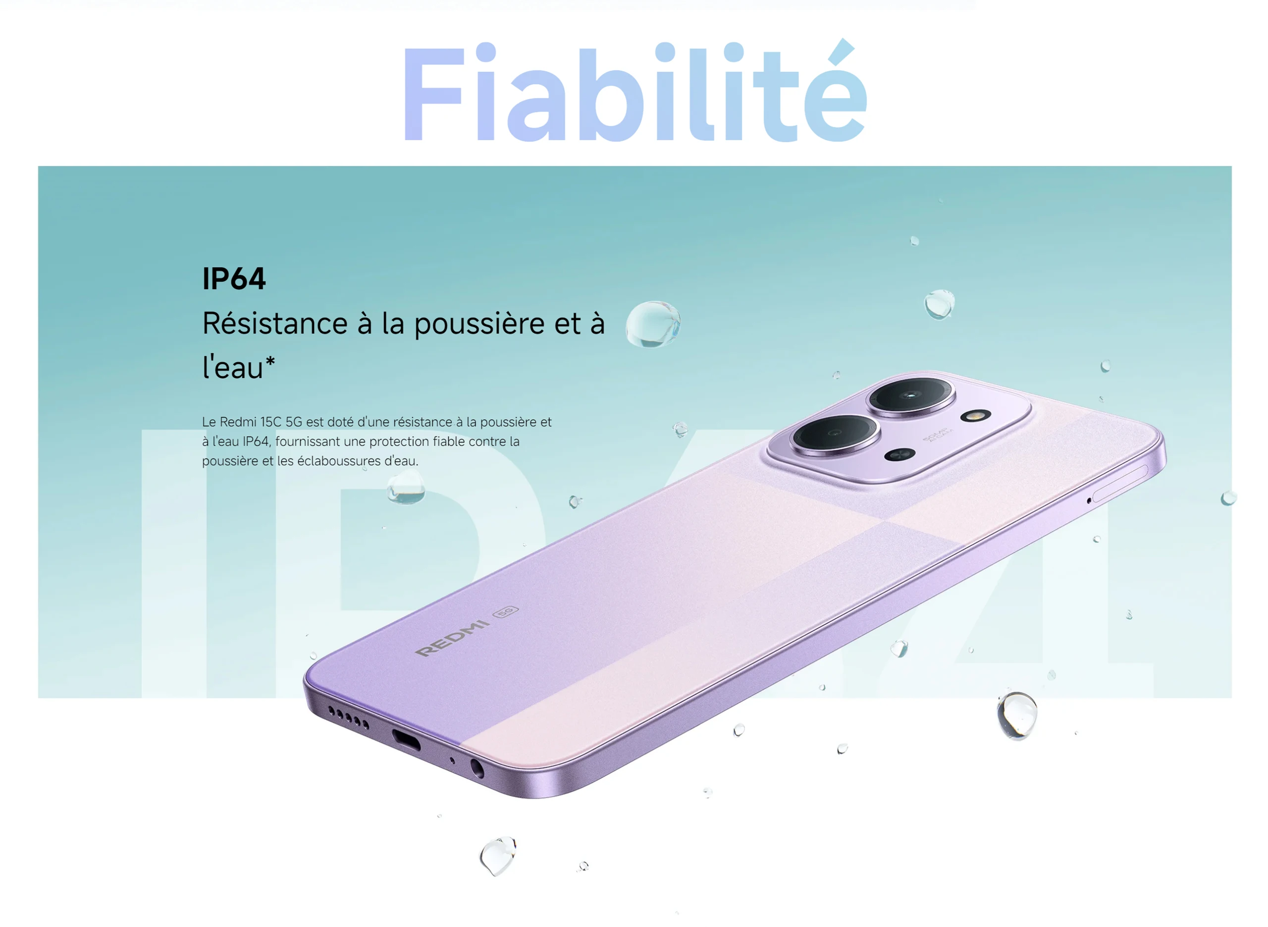Xiaomi France | REDMI 15C 5G, 6 000 mAh long battery life, immersive screen 6,9", MediaTek Dimensity 6300 with 5G