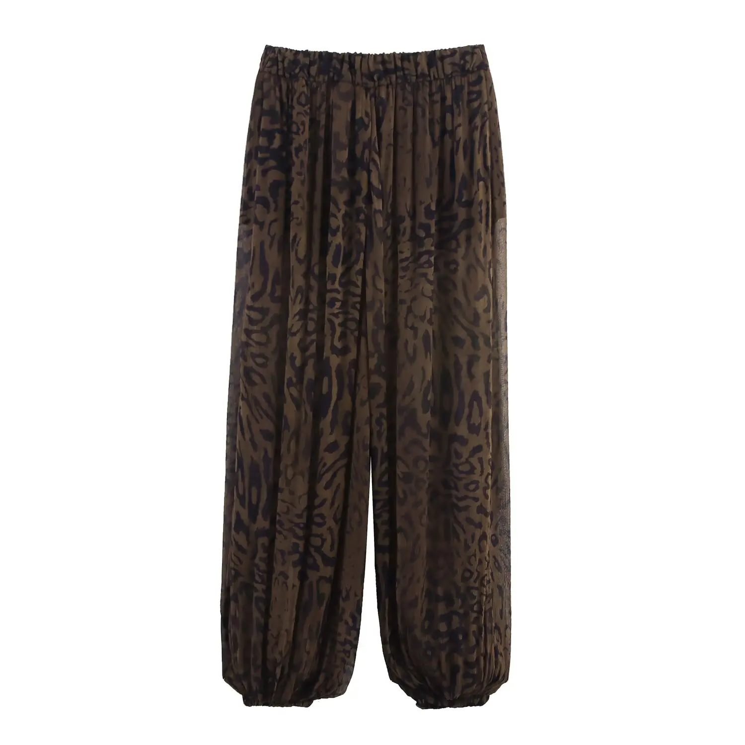 Casual Chic Lantern Pants Women Pant Vintage Animal Printed Translucent Pants Fashion 2026 Spring Streetwear Trousers