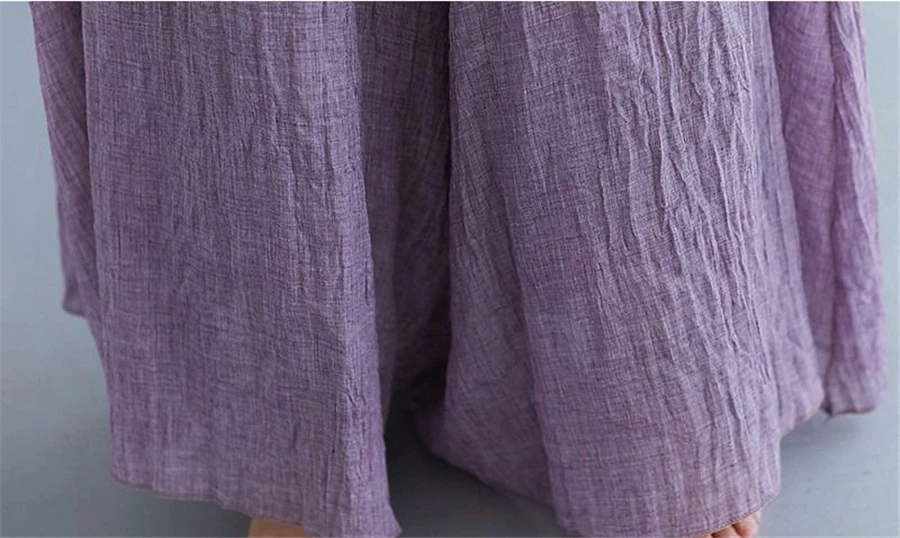 Baggy Cotton Linen Culotte Pants Women Casual Wide Leg Pantalones Summer Candy Color Sweatpants Ankle-length Straight Trousers