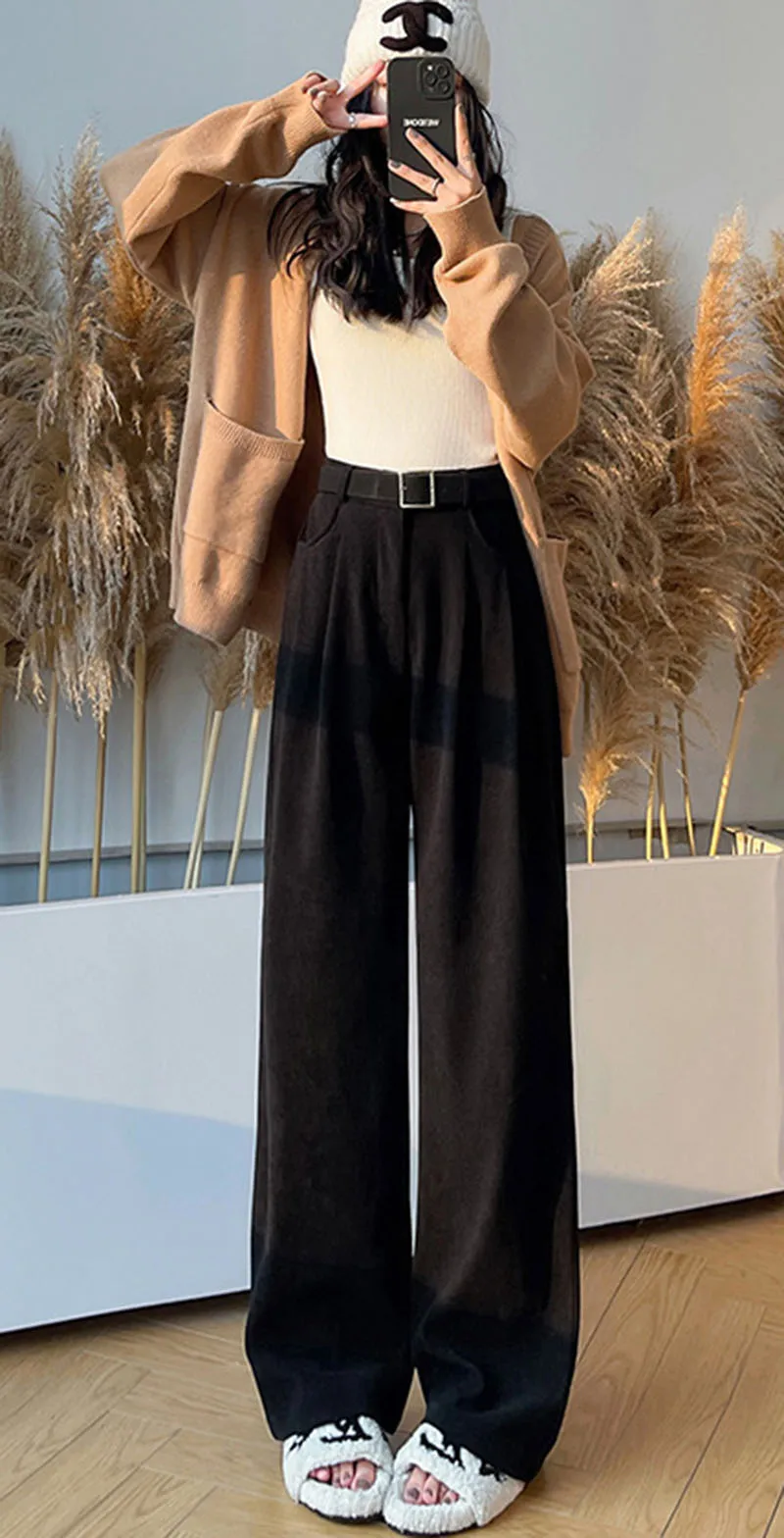 Women's Pants Autumn Winter Corduroy High Waist Wide Leg Pants for Women Casual Trousers Female Straight Pants Women Clothes New
