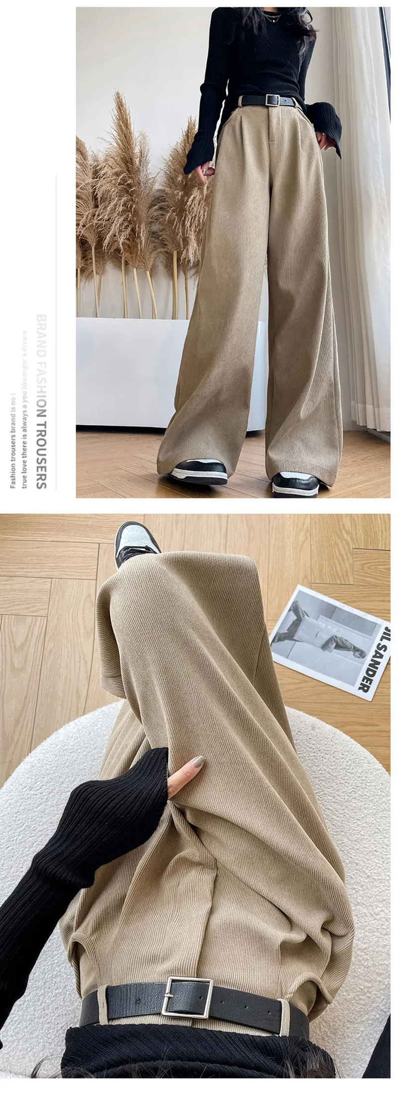 Women's Pants Autumn Winter Corduroy High Waist Wide Leg Pants for Women Casual Trousers Female Straight Pants Women Clothes New