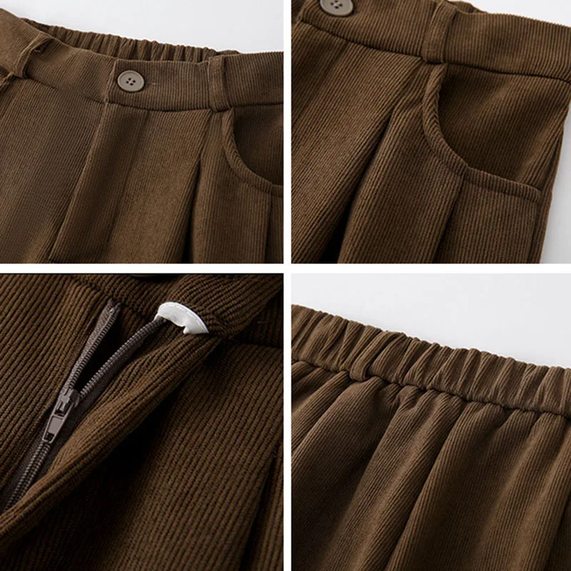 Women's Pants Autumn Winter Corduroy High Waist Wide Leg Pants for Women Casual Trousers Female Straight Pants Women Clothes New