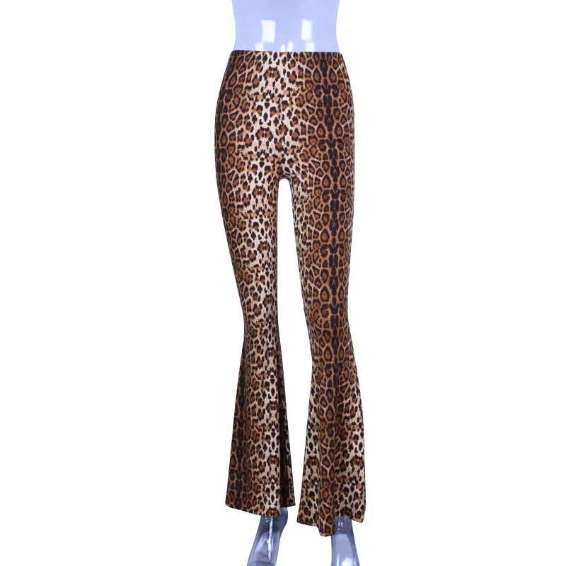 high waist leopard print flare leggings 2025 autumn winter women fashion sexy bodycon trousers club pants