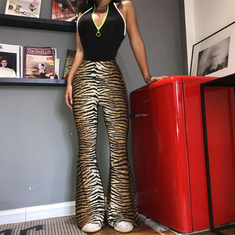 high waist leopard print flare leggings 2025 autumn winter women fashion sexy bodycon trousers club pants
