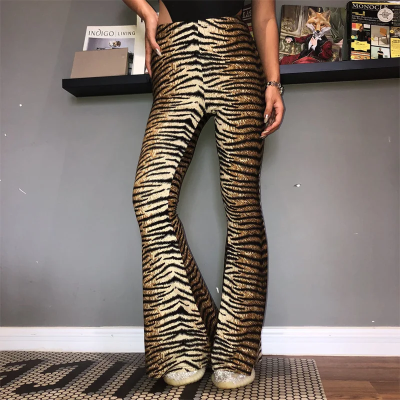 high waist leopard print flare leggings 2025 autumn winter women fashion sexy bodycon trousers club pants