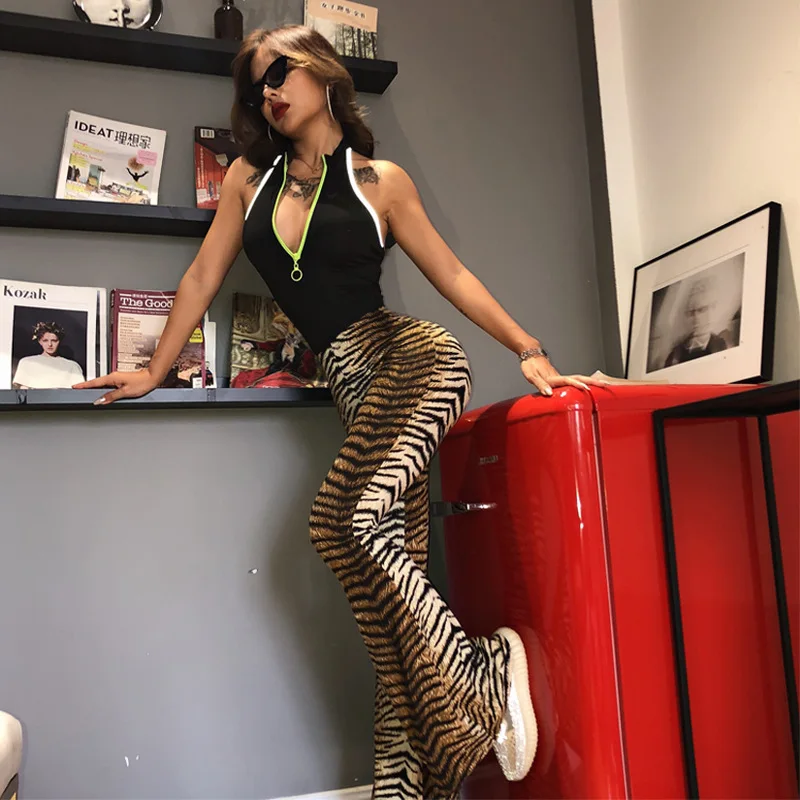 high waist leopard print flare leggings 2025 autumn winter women fashion sexy bodycon trousers club pants