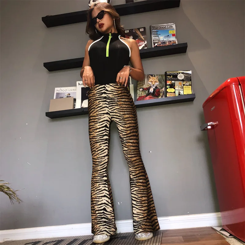 high waist leopard print flare leggings 2025 autumn winter women fashion sexy bodycon trousers club pants