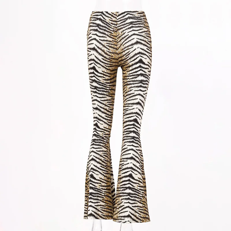high waist leopard print flare leggings 2025 autumn winter women fashion sexy bodycon trousers club pants