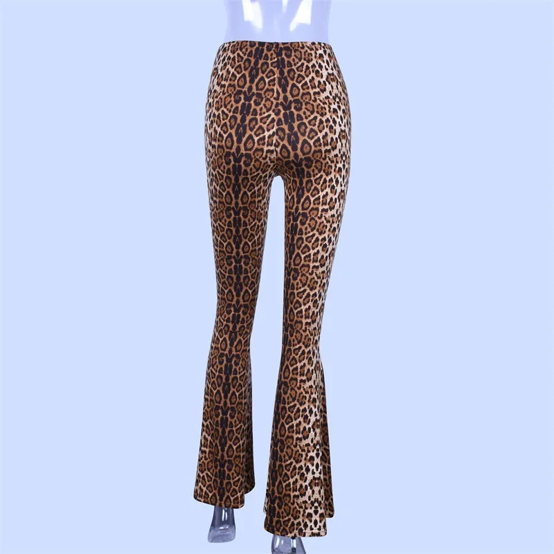 high waist leopard print flare leggings 2025 autumn winter women fashion sexy bodycon trousers club pants