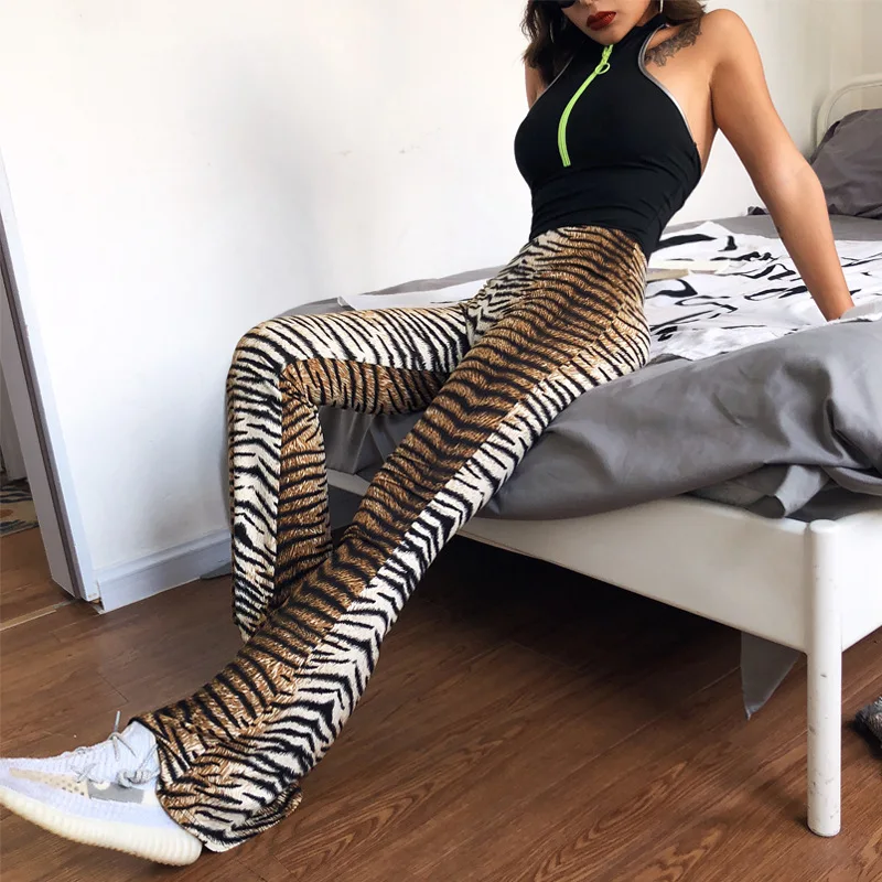 high waist leopard print flare leggings 2025 autumn winter women fashion sexy bodycon trousers club pants