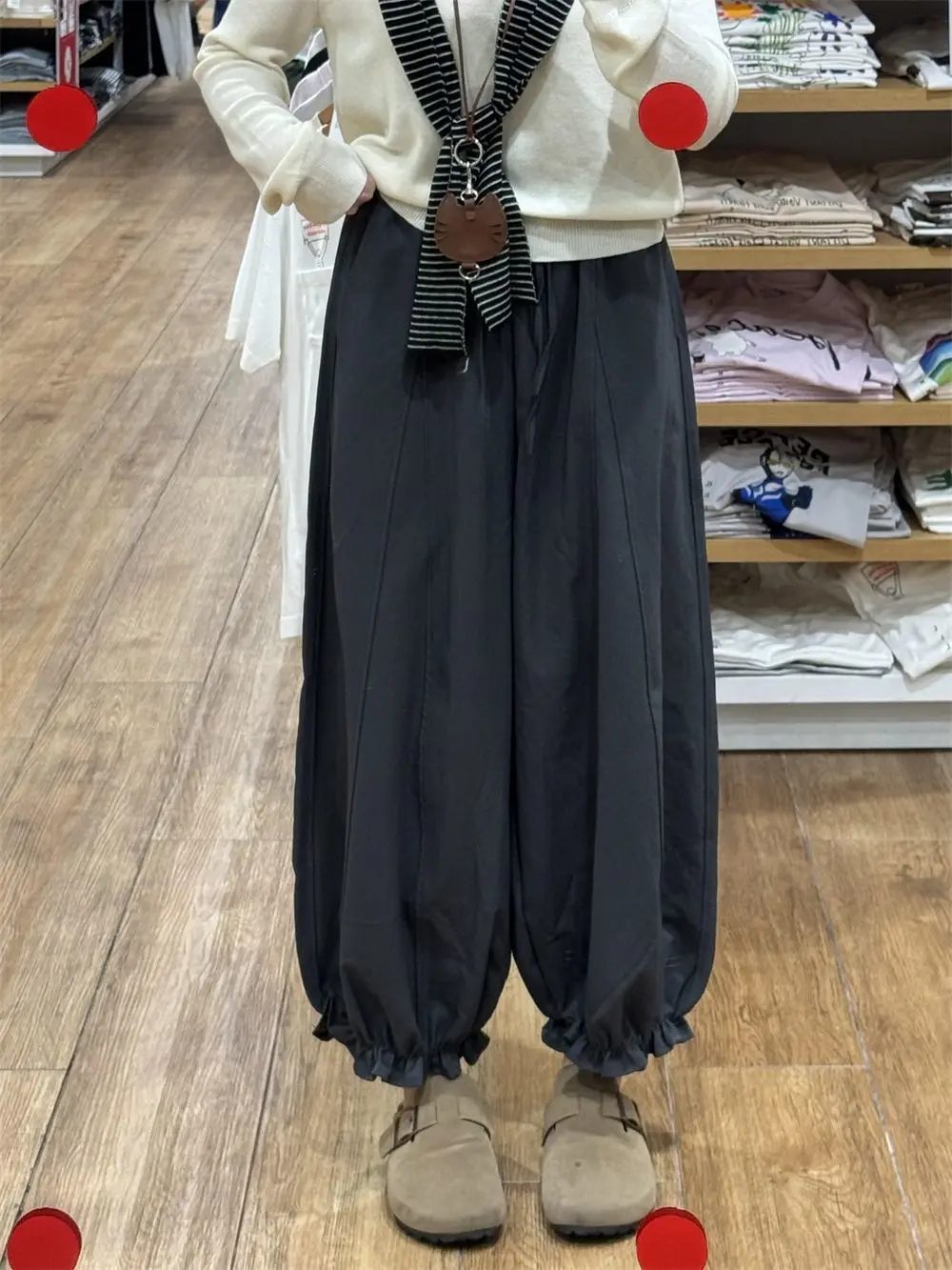 Women Floral Wide Leg Casual Pants High Waisted Loose Trousers 2025 Autumn New Arrival Slimming Comfort
