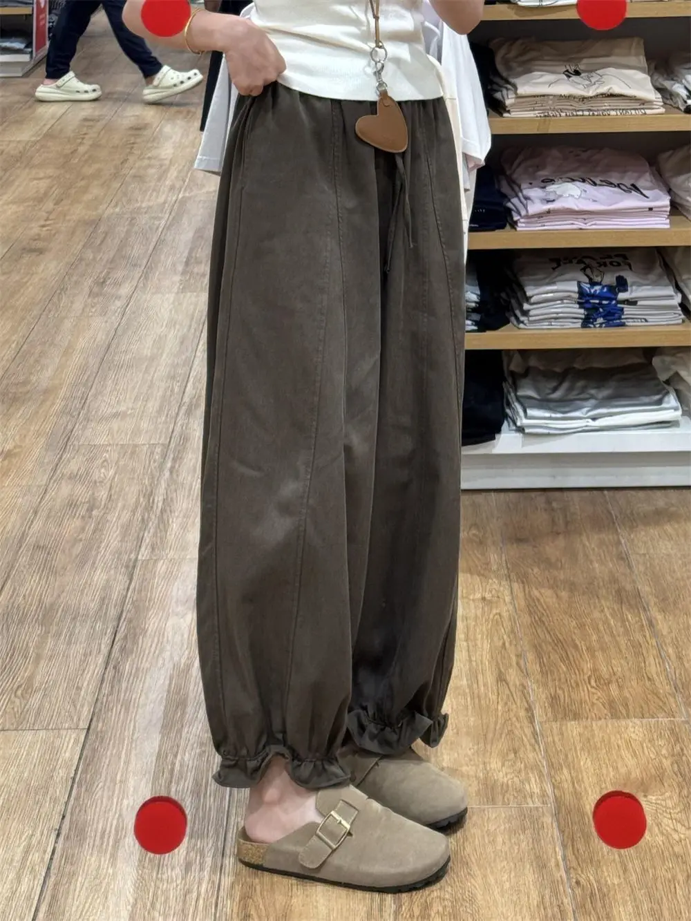 Women Floral Wide Leg Casual Pants High Waisted Loose Trousers 2025 Autumn New Arrival Slimming Comfort