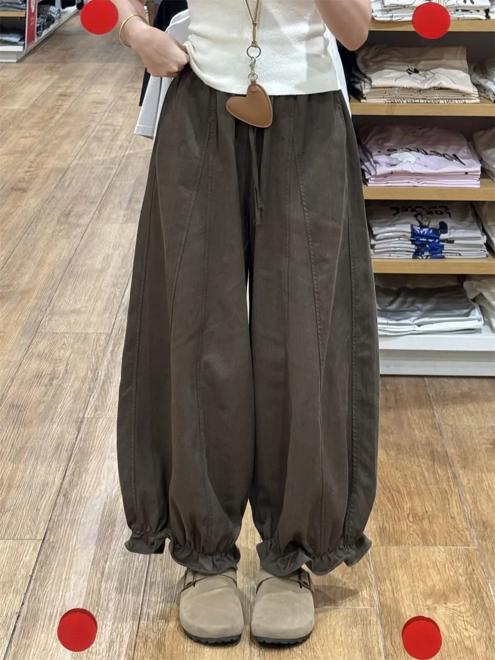 Women Floral Wide Leg Casual Pants High Waisted Loose Trousers 2025 Autumn New Arrival Slimming Comfort
