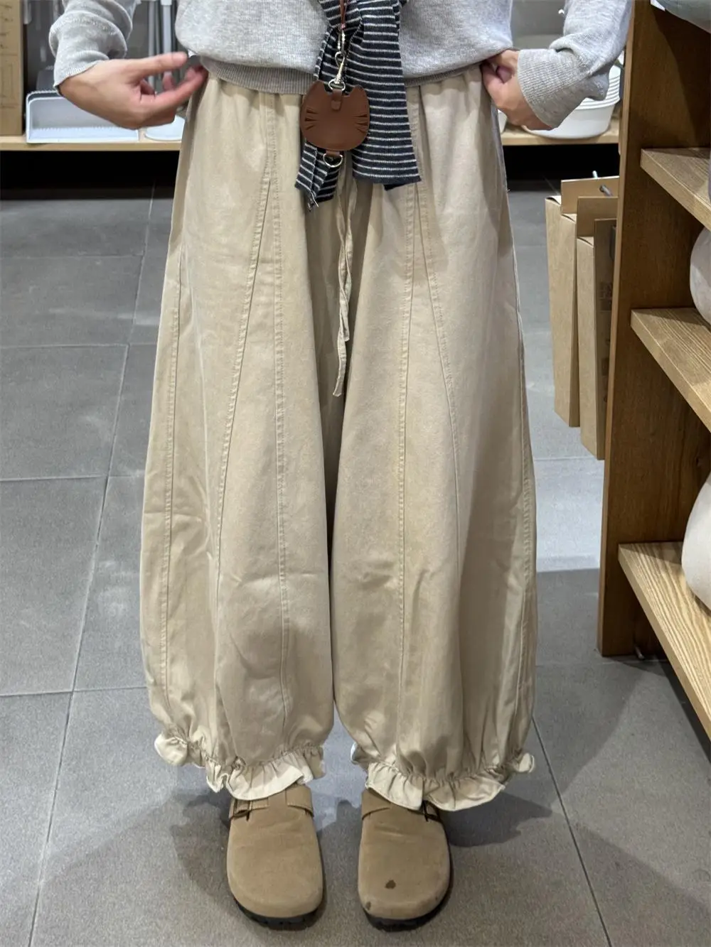 Women Floral Wide Leg Casual Pants High Waisted Loose Trousers 2025 Autumn New Arrival Slimming Comfort
