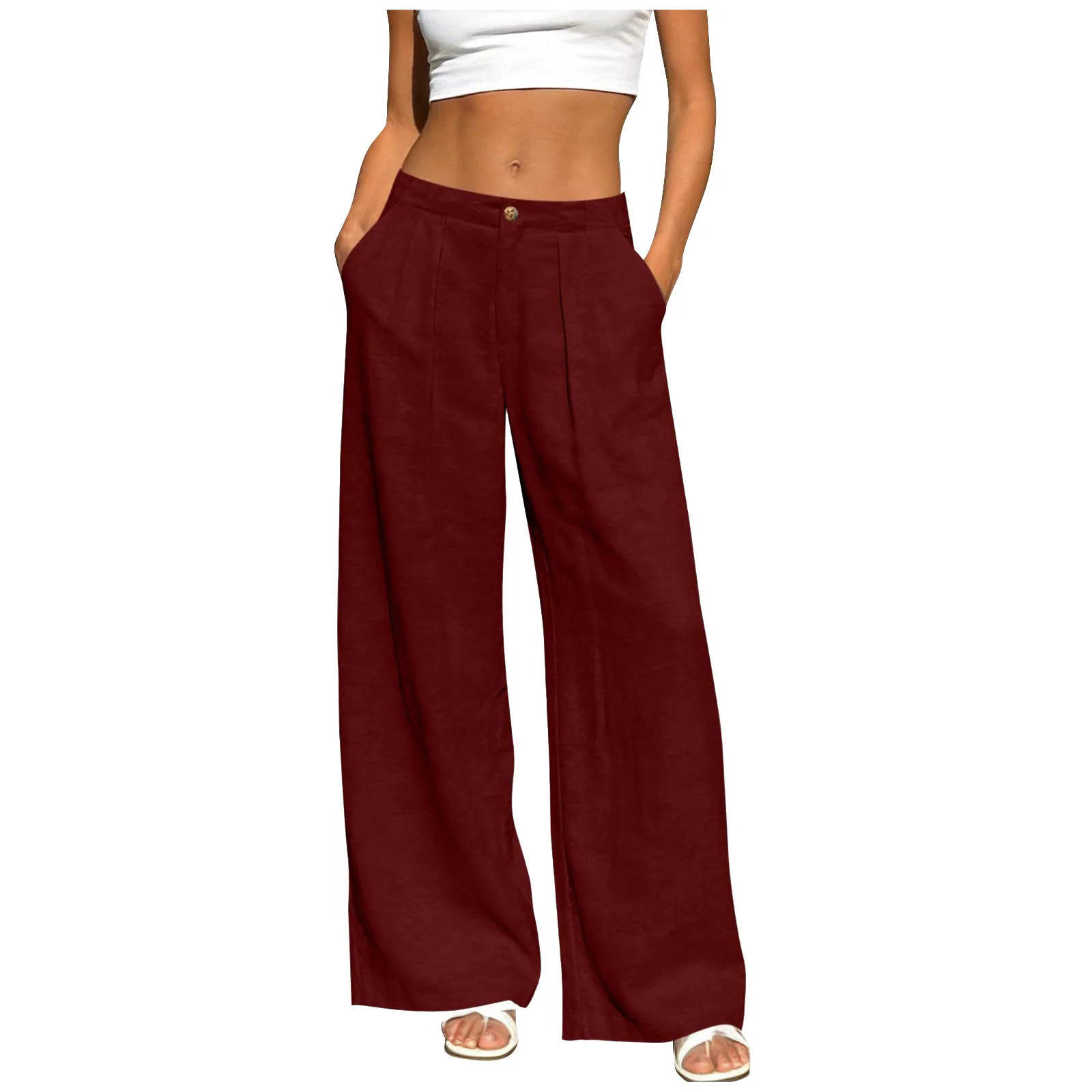 Women's Linen Pants Women Summer Office Lady Elegant Comfort Linen Wide Leg Trousers Suit Wear Palazzo Pants For Women штаны