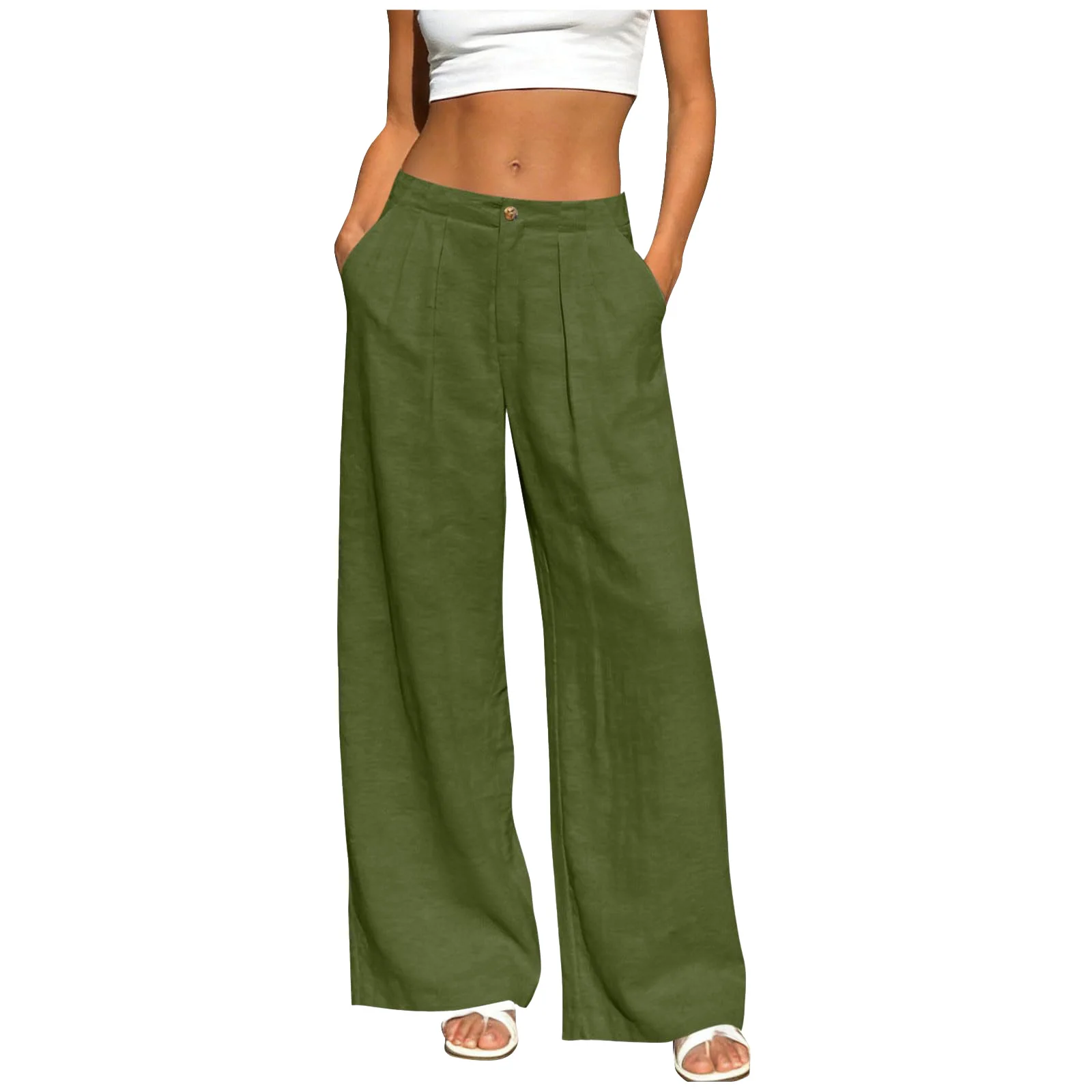 Women's Linen Pants Women Summer Office Lady Elegant Comfort Linen Wide Leg Trousers Suit Wear Palazzo Pants For Women штаны