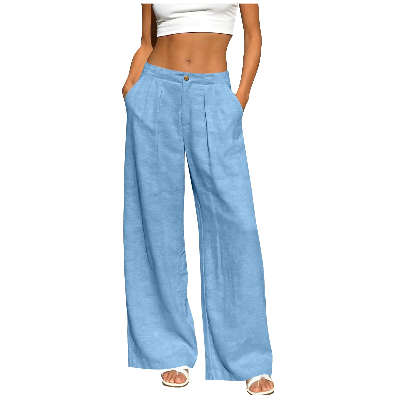 Women's Linen Pants Women Summer Office Lady Elegant Comfort Linen Wide Leg Trousers Suit Wear Palazzo Pants For Women штаны