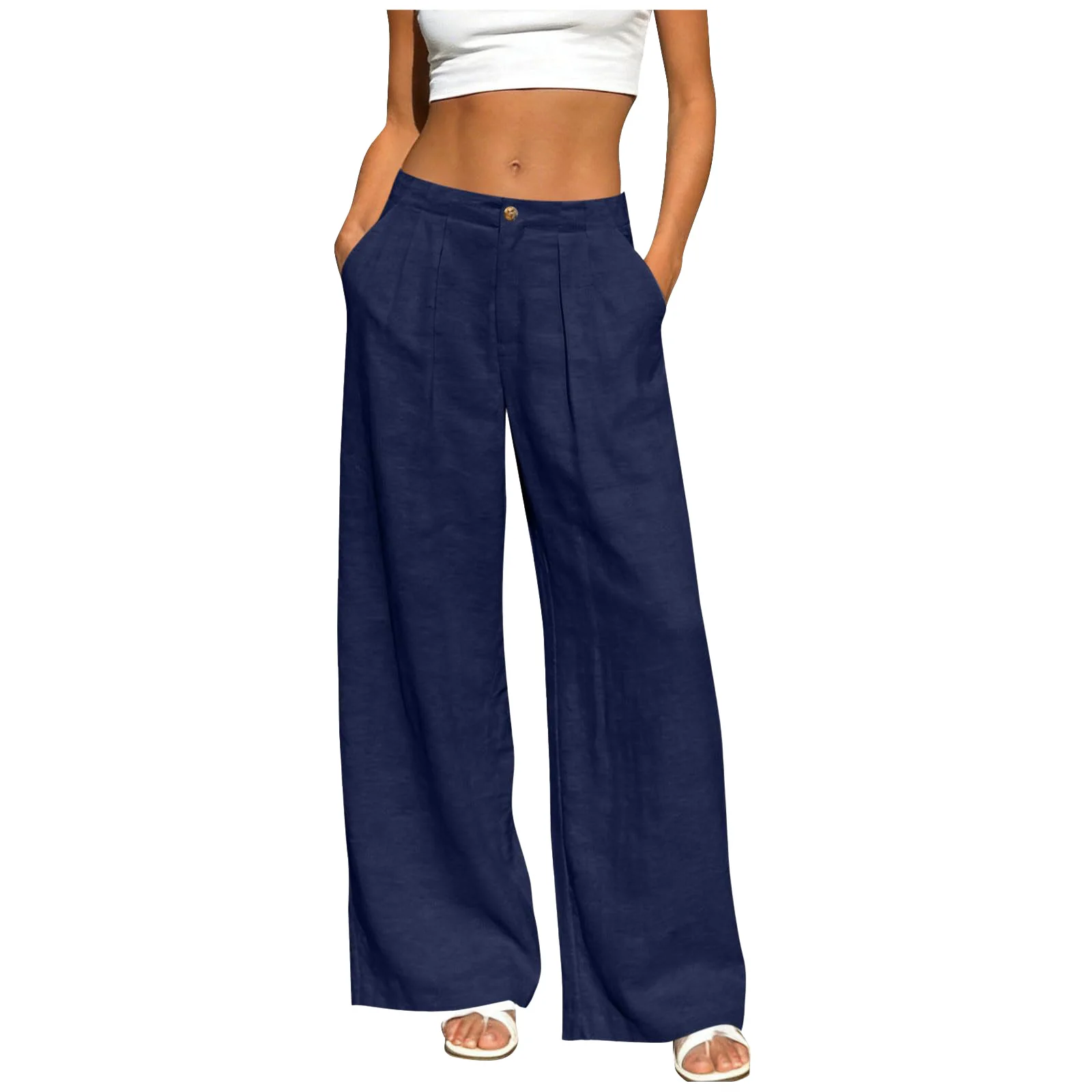 Women's Linen Pants Women Summer Office Lady Elegant Comfort Linen Wide Leg Trousers Suit Wear Palazzo Pants For Women штаны