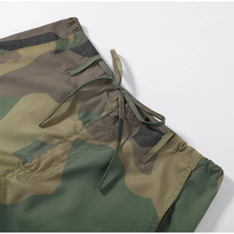 Women Camouflage Cargo Long Pants High Waist Wide Leg Drawstring Hem Baggy Trousers 2026 Autumn Casual Chic Vintage Streetwear