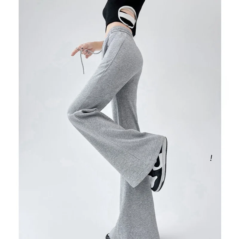 Streetwear Women Drawstring Flare Pants Casual Matching Sportswear New In Lady Leggings & Wide Leg Pants Boot Cut Long Trousers