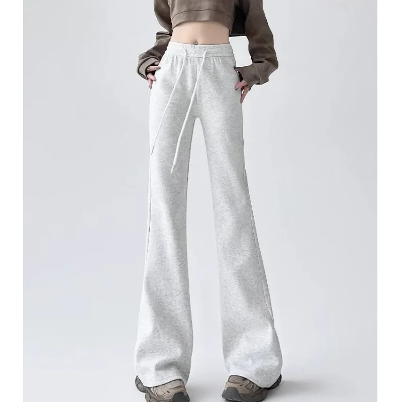 Streetwear Women Drawstring Flare Pants Casual Matching Sportswear New In Lady Leggings & Wide Leg Pants Boot Cut Long Trousers