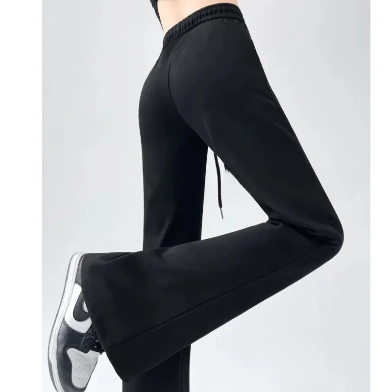 Streetwear Women Drawstring Flare Pants Casual Matching Sportswear New In Lady Leggings & Wide Leg Pants Boot Cut Long Trousers