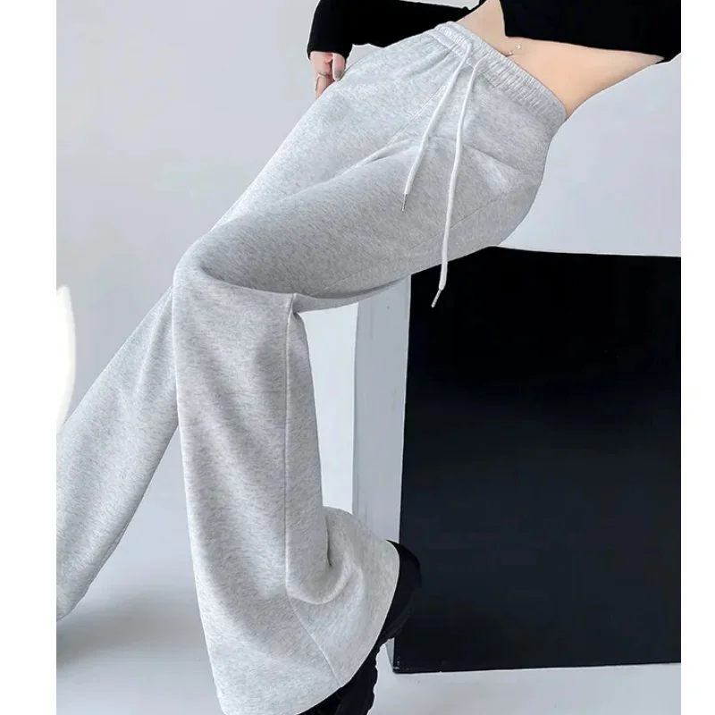 Streetwear Women Drawstring Flare Pants Casual Matching Sportswear New In Lady Leggings & Wide Leg Pants Boot Cut Long Trousers
