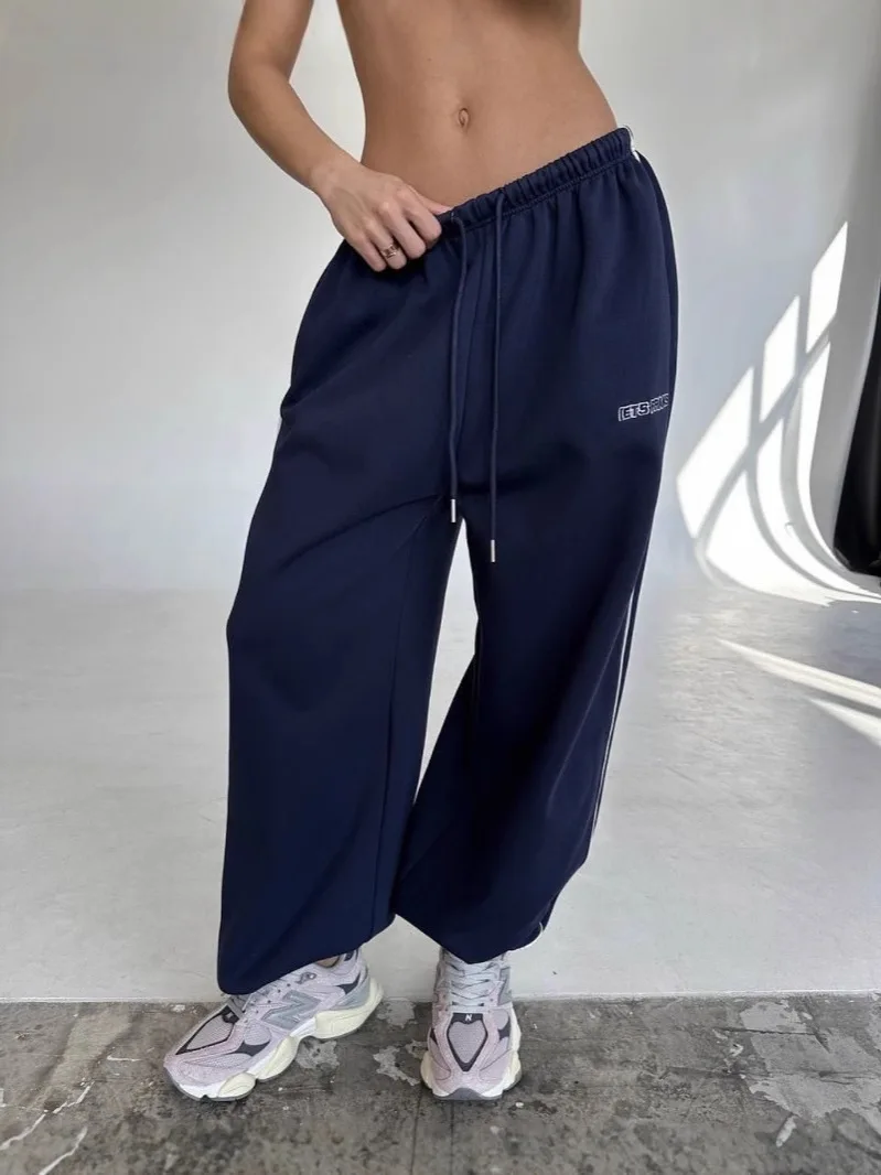 Y2K American Black Retro Hip-Hop Oversized Woman Fashion Casual Sweatpants Loose Jogging Pants High Waist Wide-Leg Streetwear