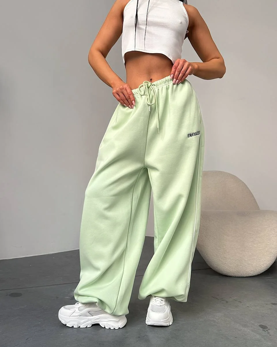 Y2K American Black Retro Hip-Hop Oversized Woman Fashion Casual Sweatpants Loose Jogging Pants High Waist Wide-Leg Streetwear