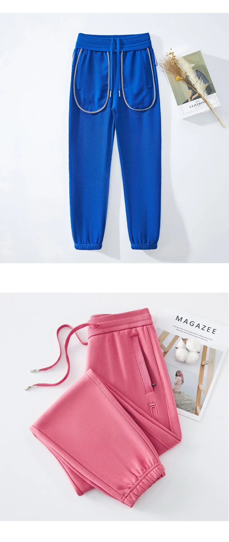 2026 Fashion Sports Casual Cotton Sweatpants Women's Spring Autumn Bundle-foot Harem Pants Elastic-waist Loose Straight Trousers