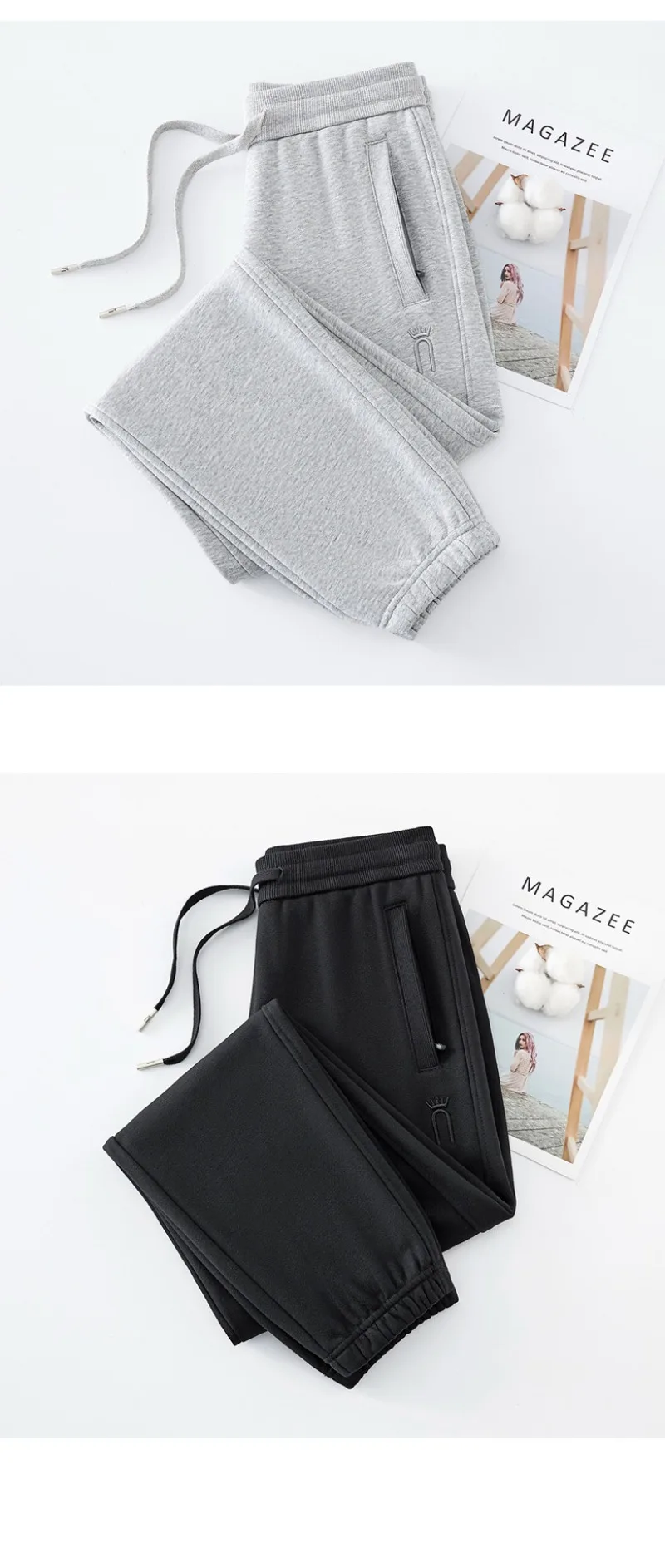 2026 Fashion Sports Casual Cotton Sweatpants Women's Spring Autumn Bundle-foot Harem Pants Elastic-waist Loose Straight Trousers