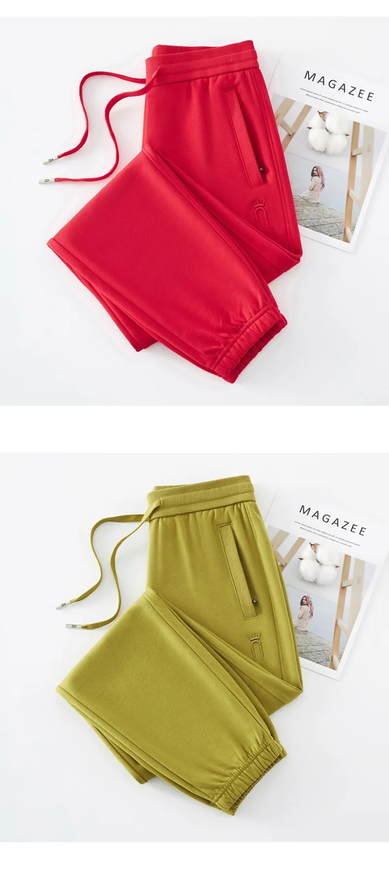 2026 Fashion Sports Casual Cotton Sweatpants Women's Spring Autumn Bundle-foot Harem Pants Elastic-waist Loose Straight Trousers