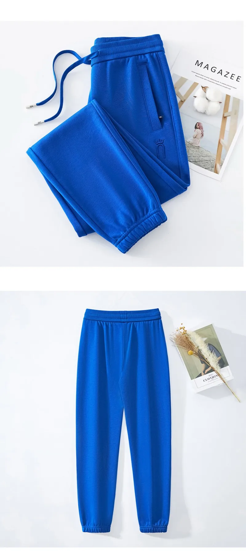 2026 Fashion Sports Casual Cotton Sweatpants Women's Spring Autumn Bundle-foot Harem Pants Elastic-waist Loose Straight Trousers